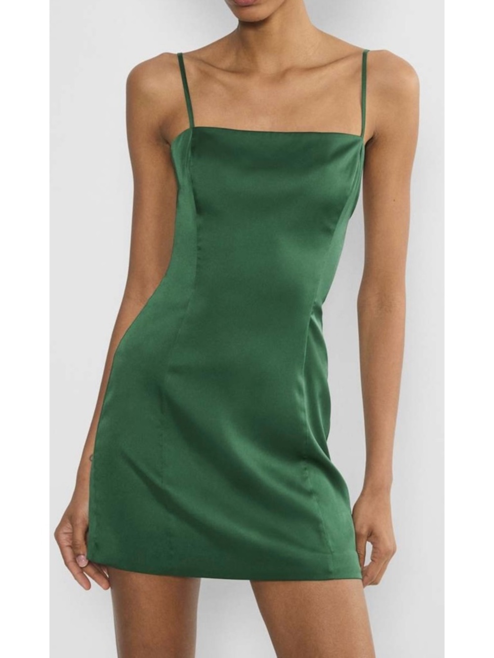 NWT Aritzia Sunday Best Shimmer Satin Mini Dress Nori Green